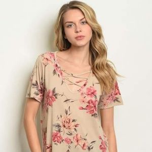 New Junior's Cute Boutique Floral cage top